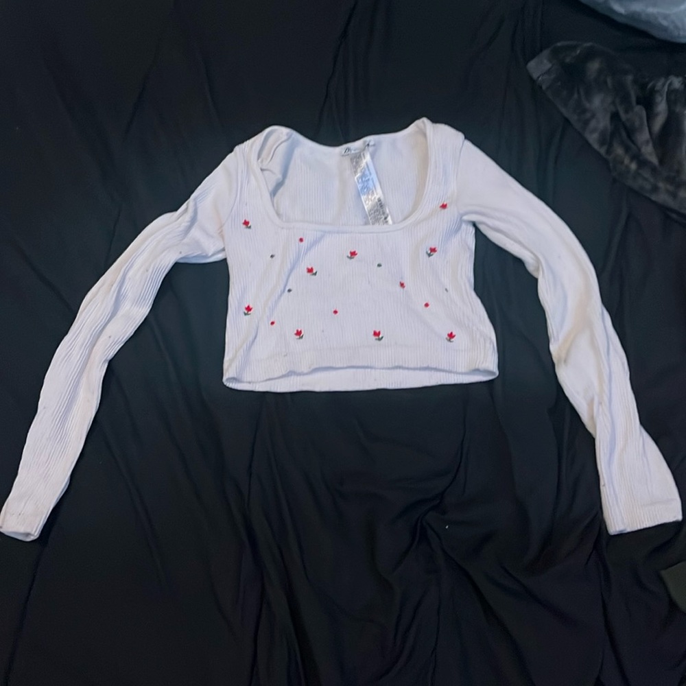 cropped ribbed long sleeve